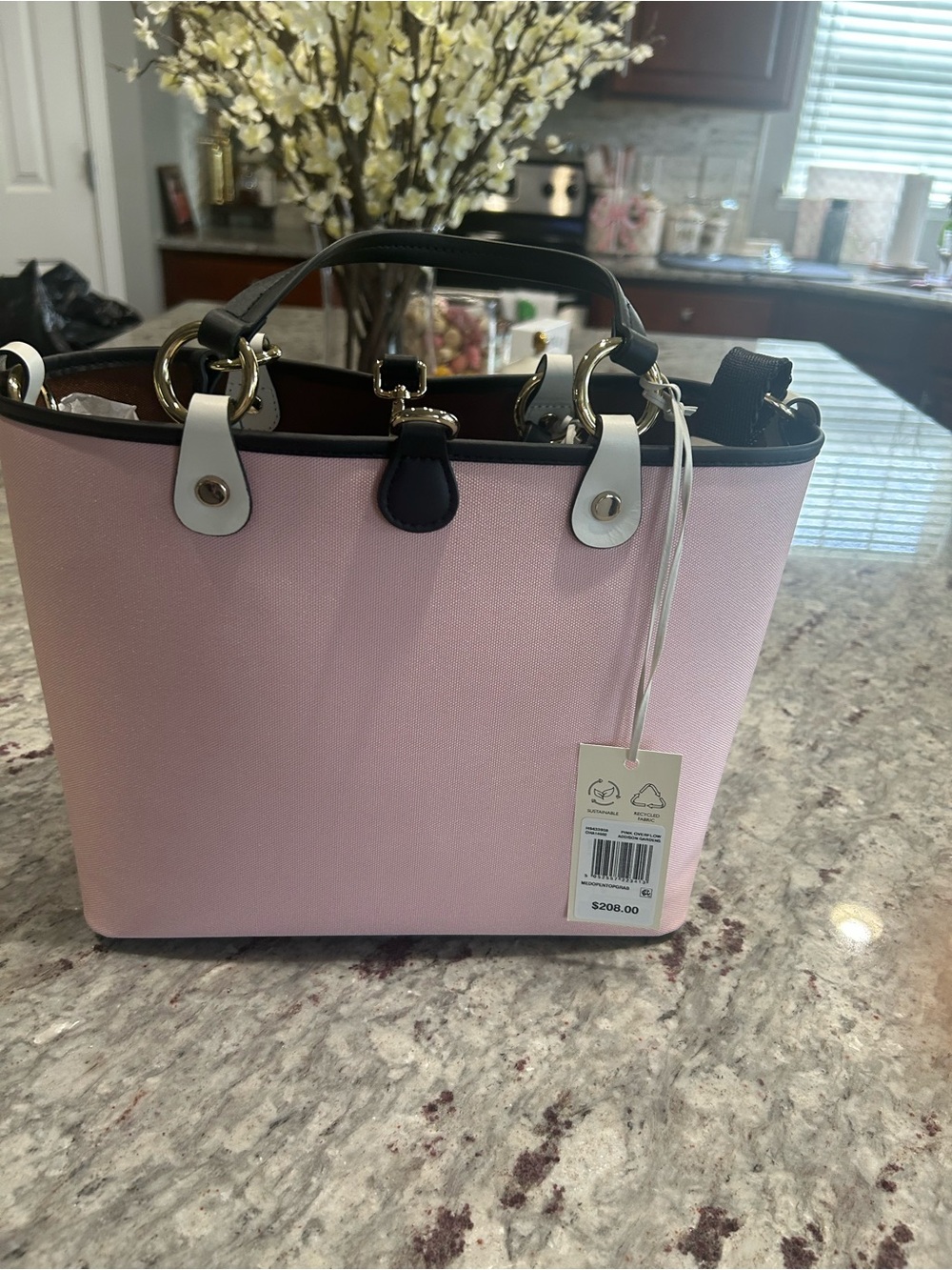 RADLEY LONDON Pink Tote with Black Trim & Crossbody Strap - Picture 3 of 5
